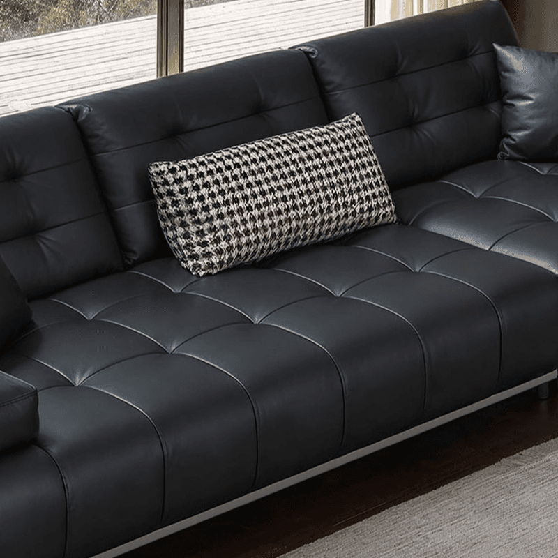 Straight/L-Shape Sofa Couch/Sofa Recliner with Tufted Back in Dark, Horizontal/Left Hand Facing, Decorative-stitched thumbnail 8