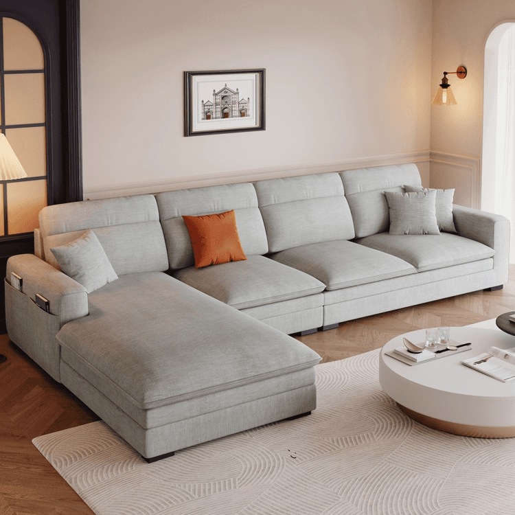 L-Shape/Straight Sofa Recliner/Sofa Couch with Concealed Support and Pine Wood Frame thumbnail 3