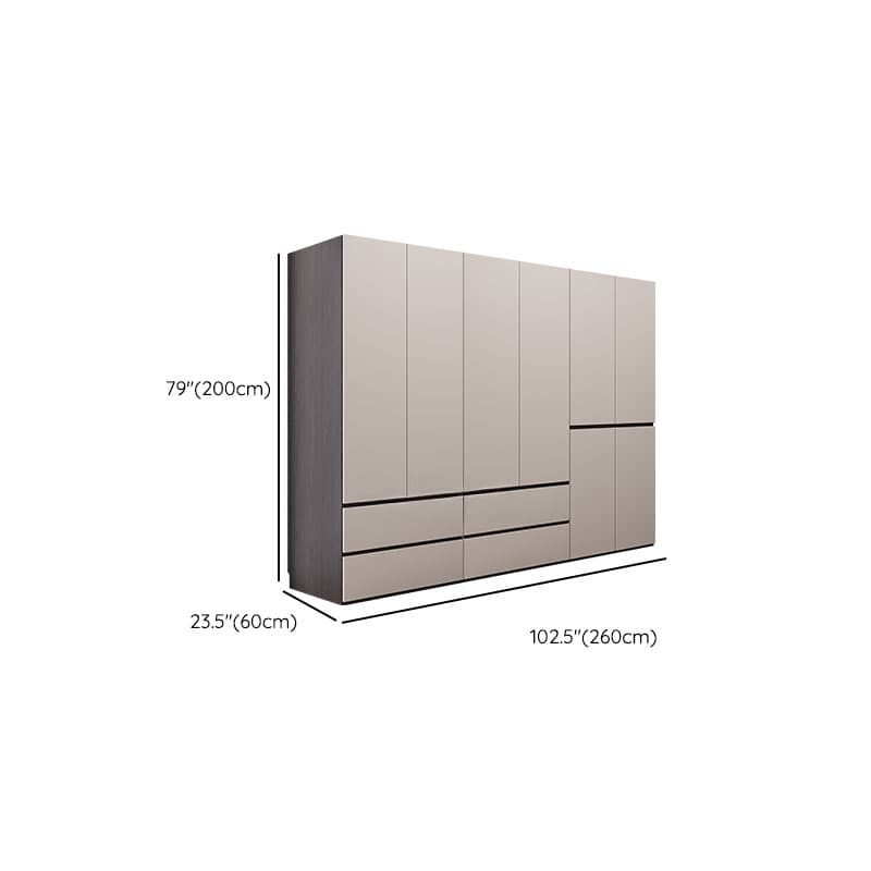 Light Gray Modish Manufactured Wood Independent Armoire Cabinet with 2 Drawers/4 Drawers, Interior Shelves, and Clothing Rod thumbnail 18