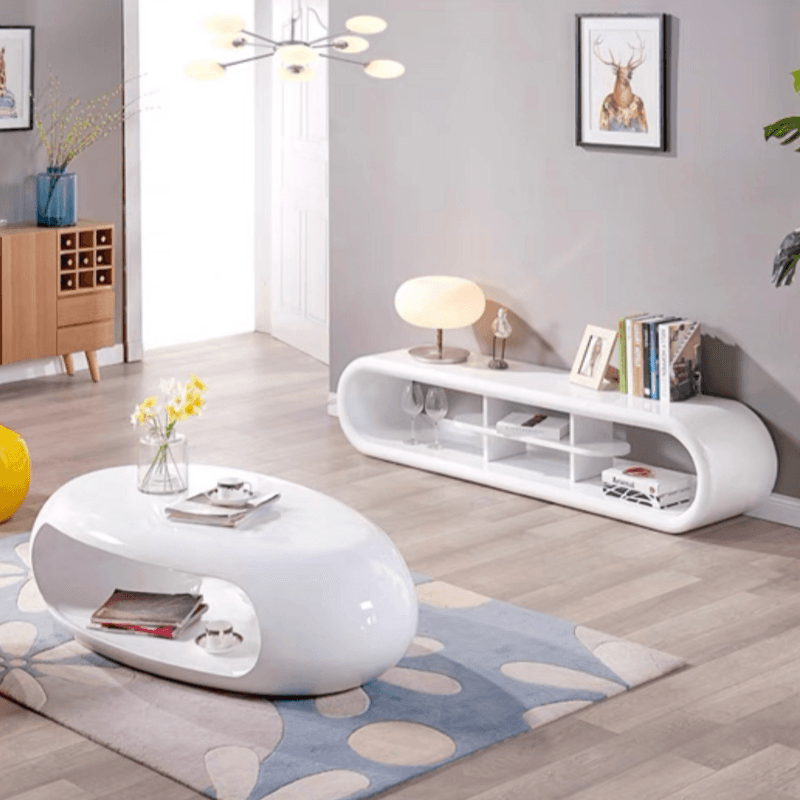 Simple Ink Oval/Rounded Hardened Glass Single Accent Table with Container & Abstract Base thumbnail 13