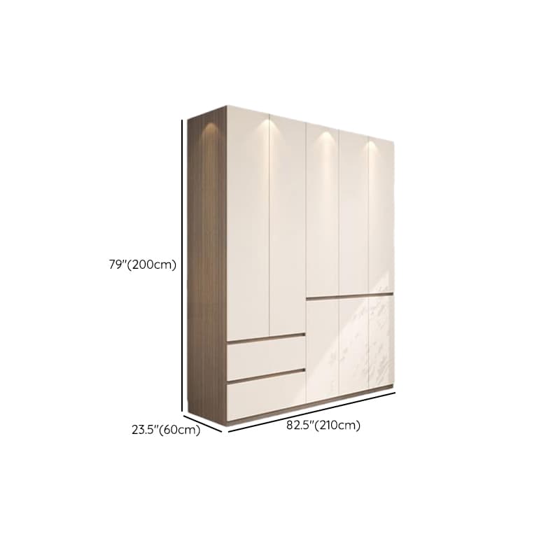 Beige Modish Armoire Cabinet in Manufactured Wood with Soft Close Drawer, Soft Close Door, Interior Shelves, and Clothing Rod thumbnail 31