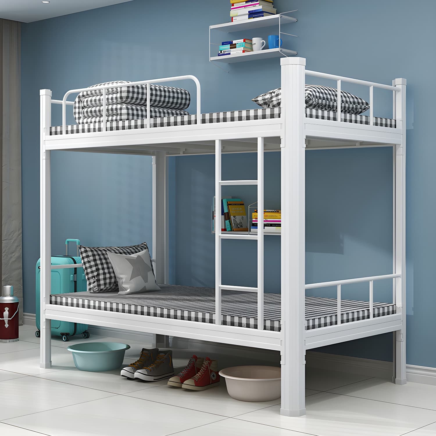 Modern Bunk Bed Dormitory Bedroom Metal Bed Frame with With Headboard and Footboard thumbnail 3