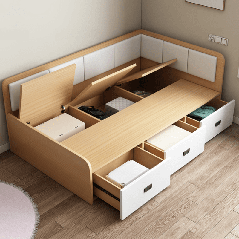 Solid Color Storage Included Bed with 3 Storage Boxes for Bedroom thumbnail 5