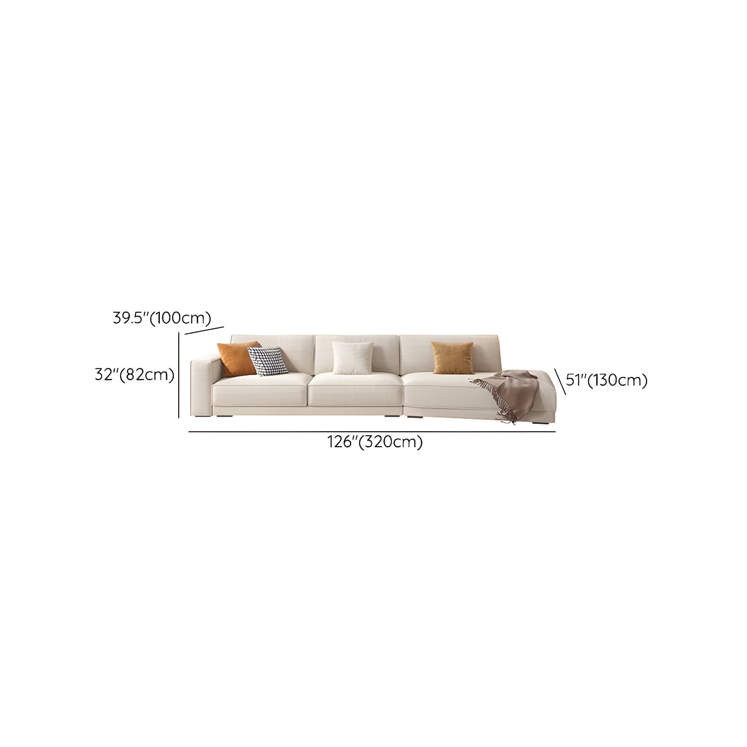 Modern Beige Linen L-Shape Sofa Chaise with Square Arm in Wood Frame thumbnail 18