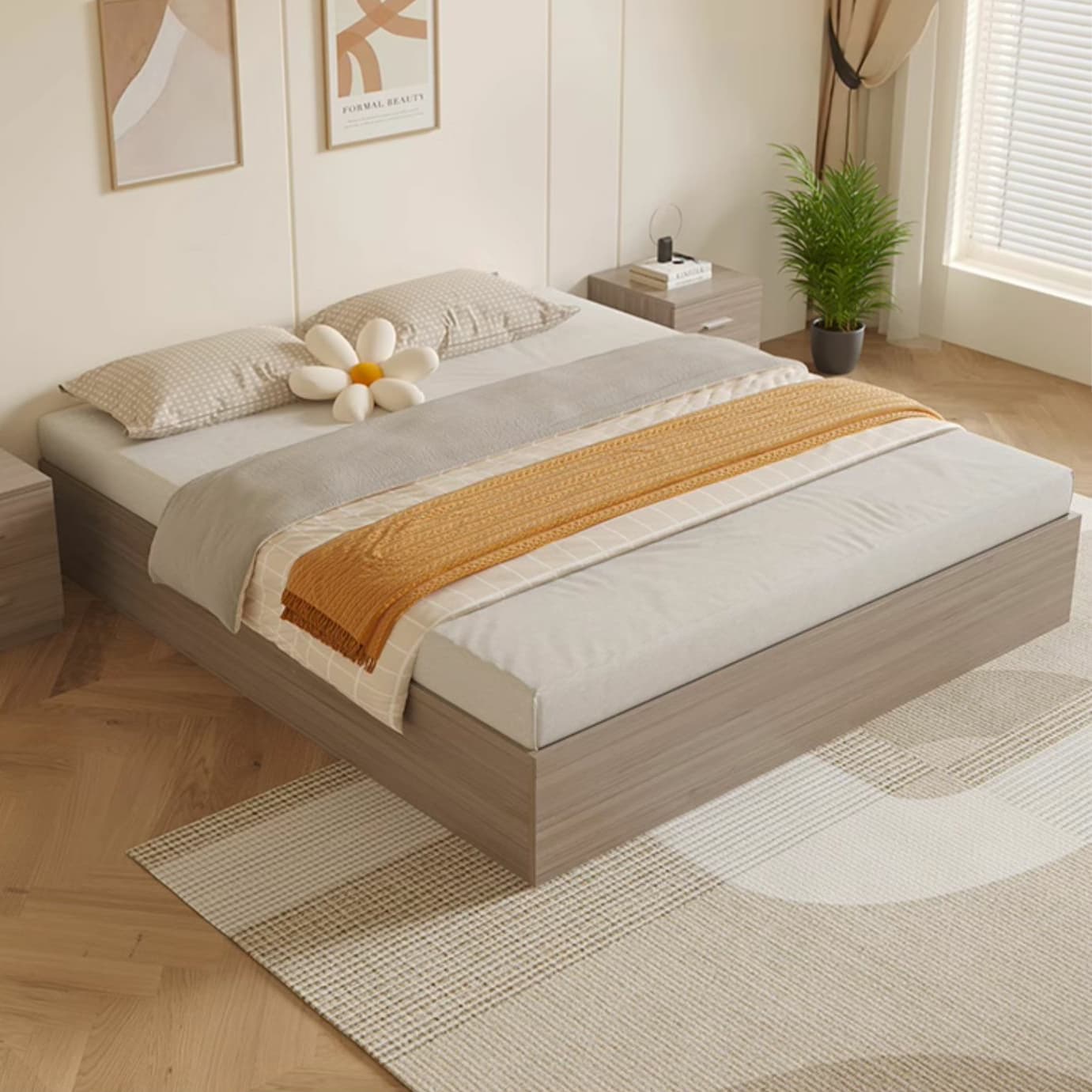 Modern Simple Style Bed Wood No Headboard for Living Room thumbnail 14
