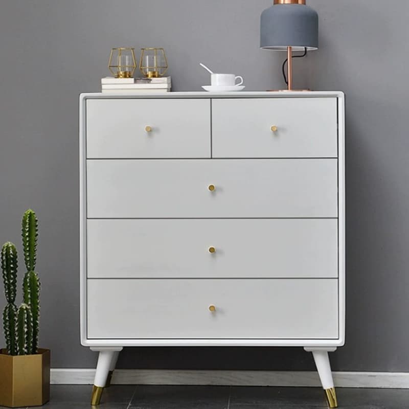 Five-Drawer Wooden Dresser, Natural Color, Modern Design, 50in Length, Pre-Drilled thumbnail 12