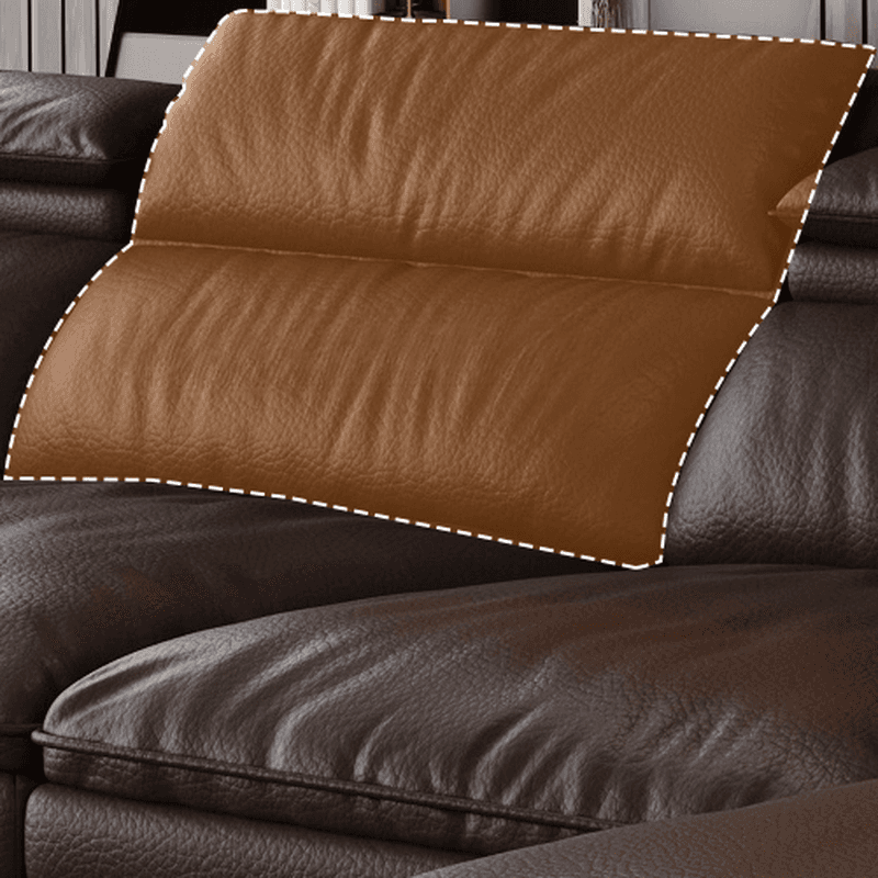 L-Shape Leather Sofa Recliner in White/Espresso/Beige with Right Hand Facing Orientation thumbnail 13