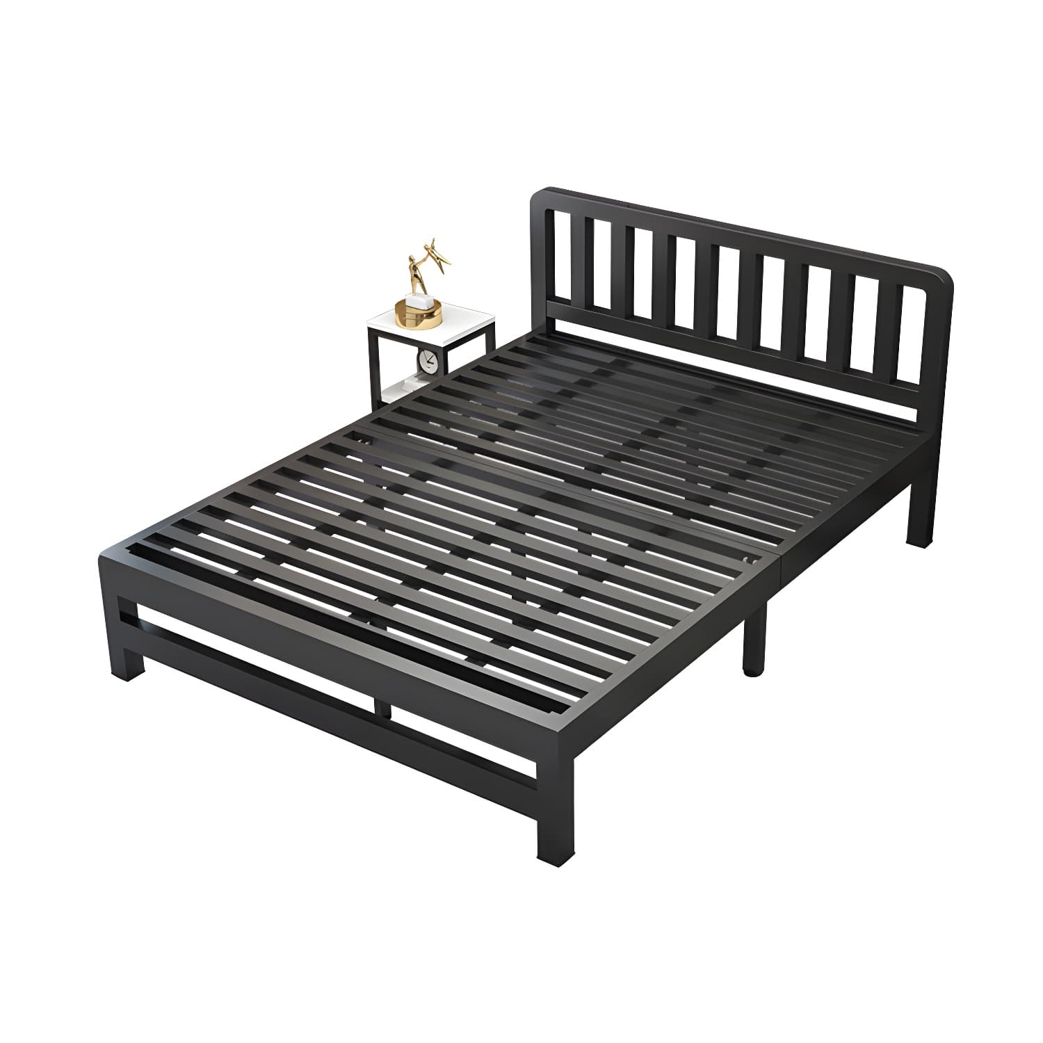 Contemporary Metal Bed Frame Solid Color Slat Bed with Custom Gold Legs thumbnail 17