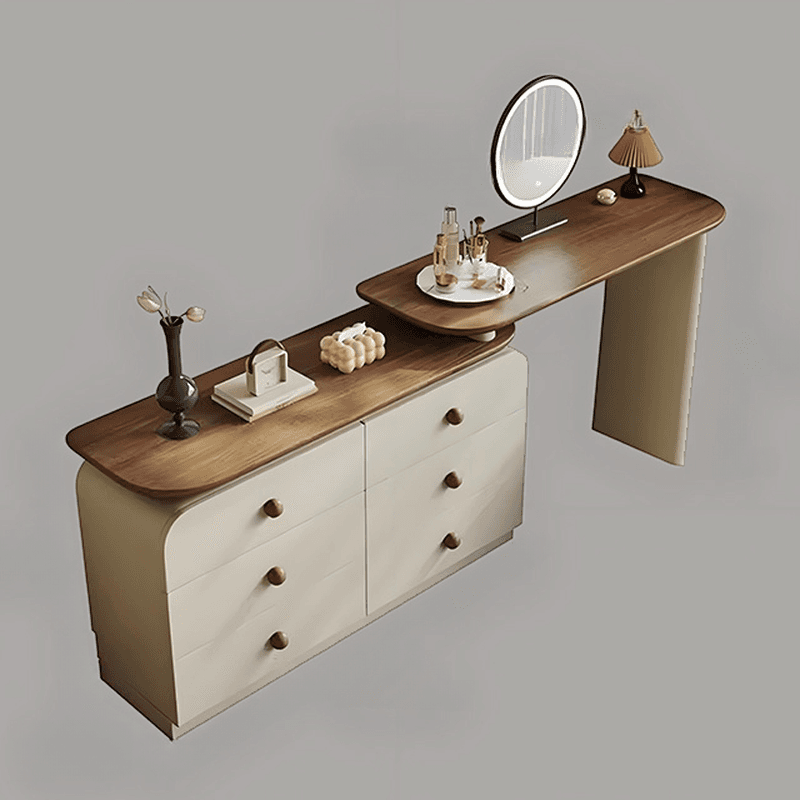 Modish Large Vanity Set/Makeup Vanity with Laminate Table Top, White Finish, 3 Drawers, Mirror Lights, and Scalable Design thumbnail 13