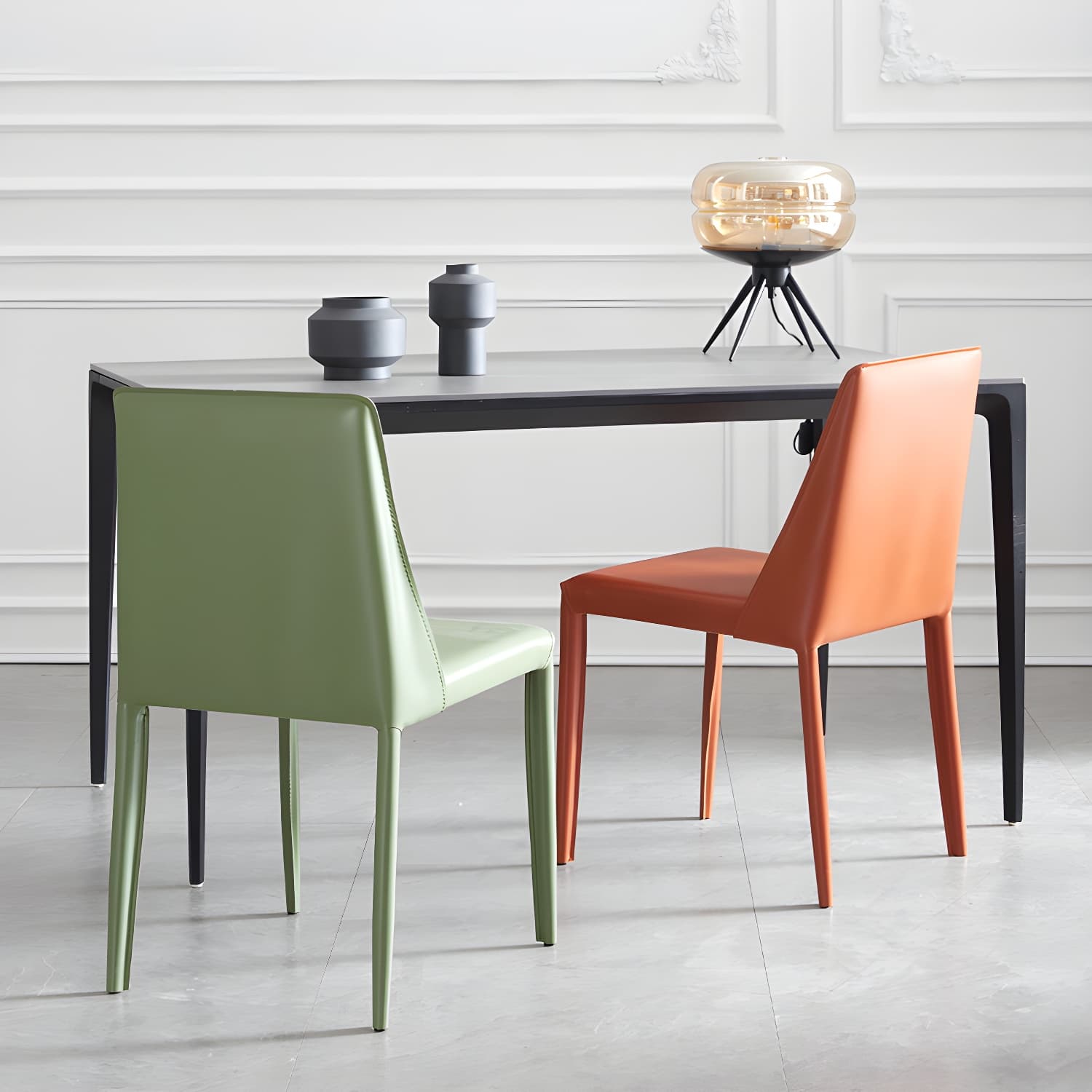 Modern Metal Dining Room Chairs Armless Leather Dining Chair for Restaurant thumbnail 9