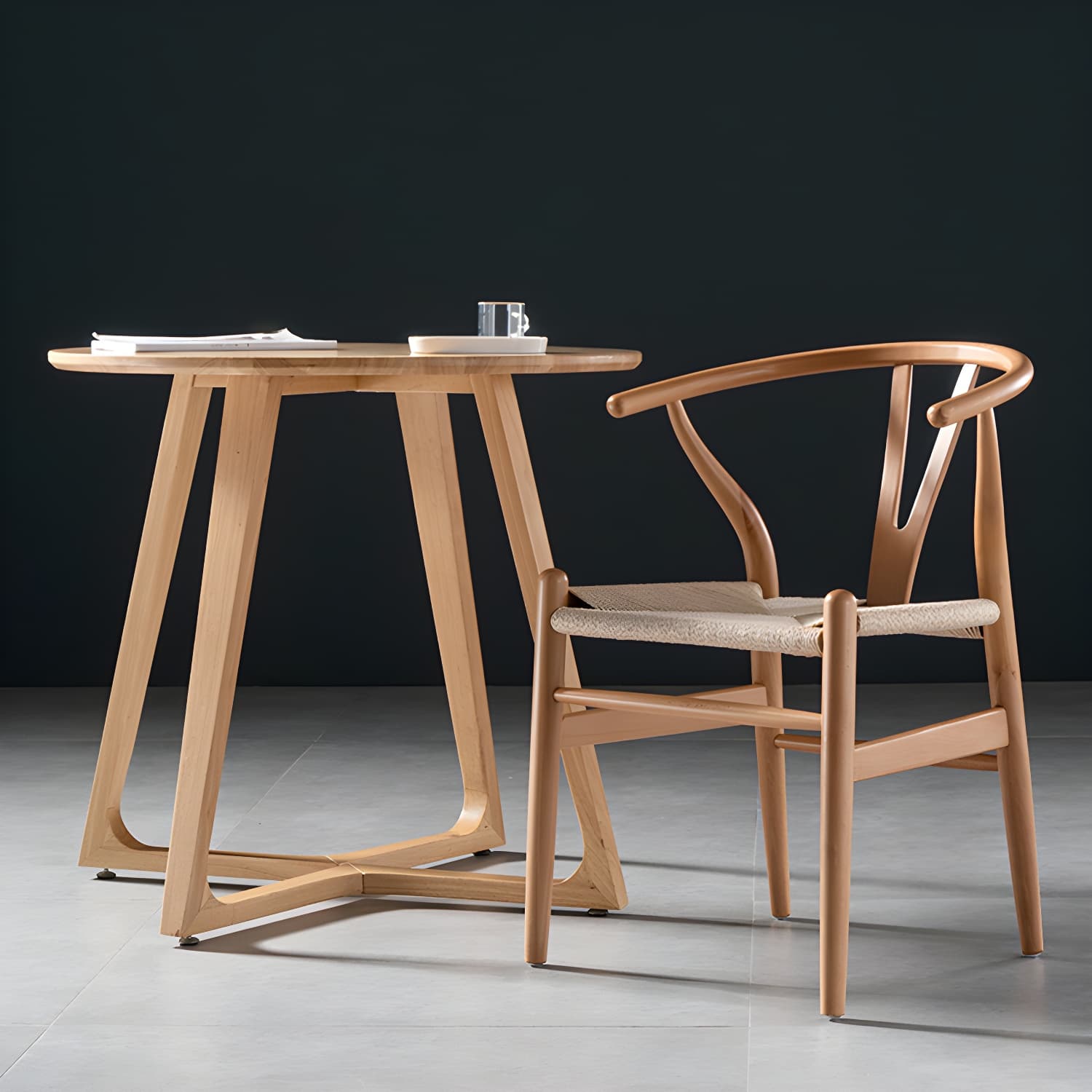 Scandinavian Style Wood Dining Chair Dining Room Wishbone Chair with Arm thumbnail 28