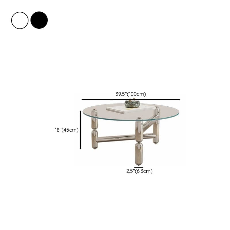 Sleek Silver Stainless Steel Coffee Table with Tempered Glass Top thumbnail 15