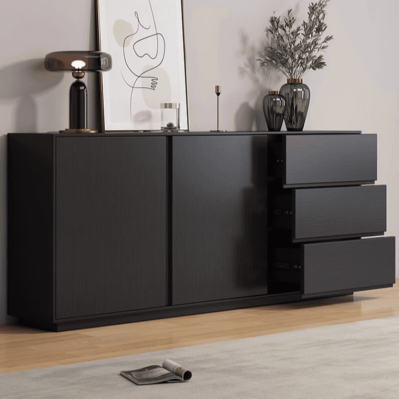 Sideboard with 3 Drawers, Cabinet, Standard Narrow Sizes, Four Internal Shelves, Wood Countertop, and 2 Doors thumbnail 6
