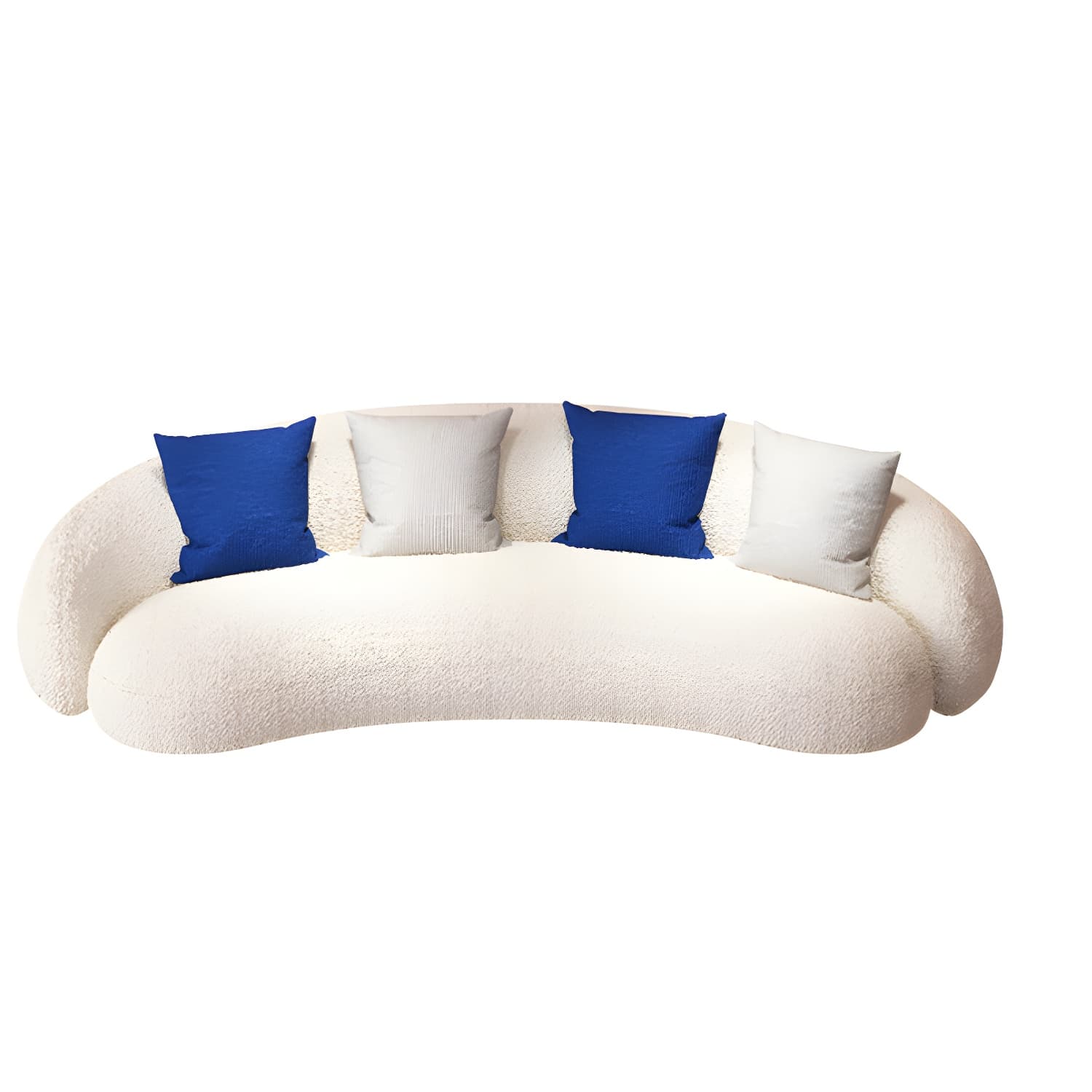 Beige Scandinavian Curved Sofa Tight Back Couch with Tuxedo Arm thumbnail 10