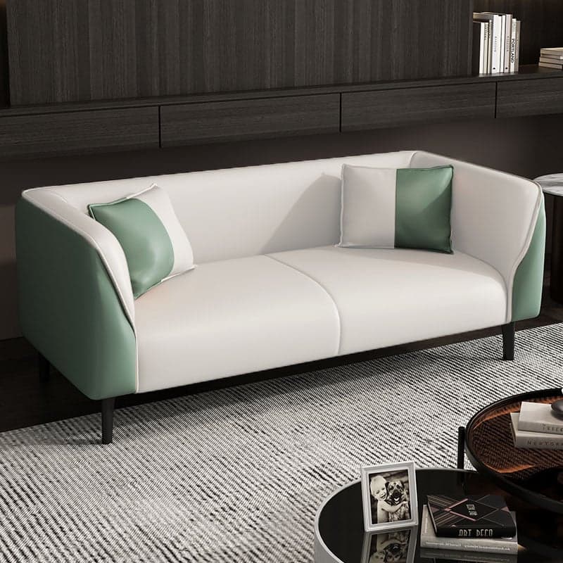 Contemporary Faux Leather Tuxedo Sofa with Water Resistant Design and Foam Seat Cushions thumbnail 3