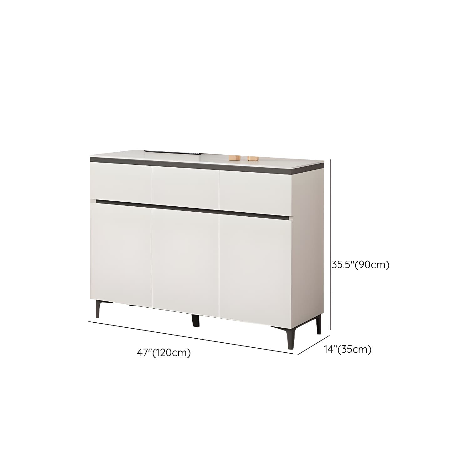 Wooden Modern Stone Countertop Buffet Sideboard with Drawers for Living Room thumbnail 14