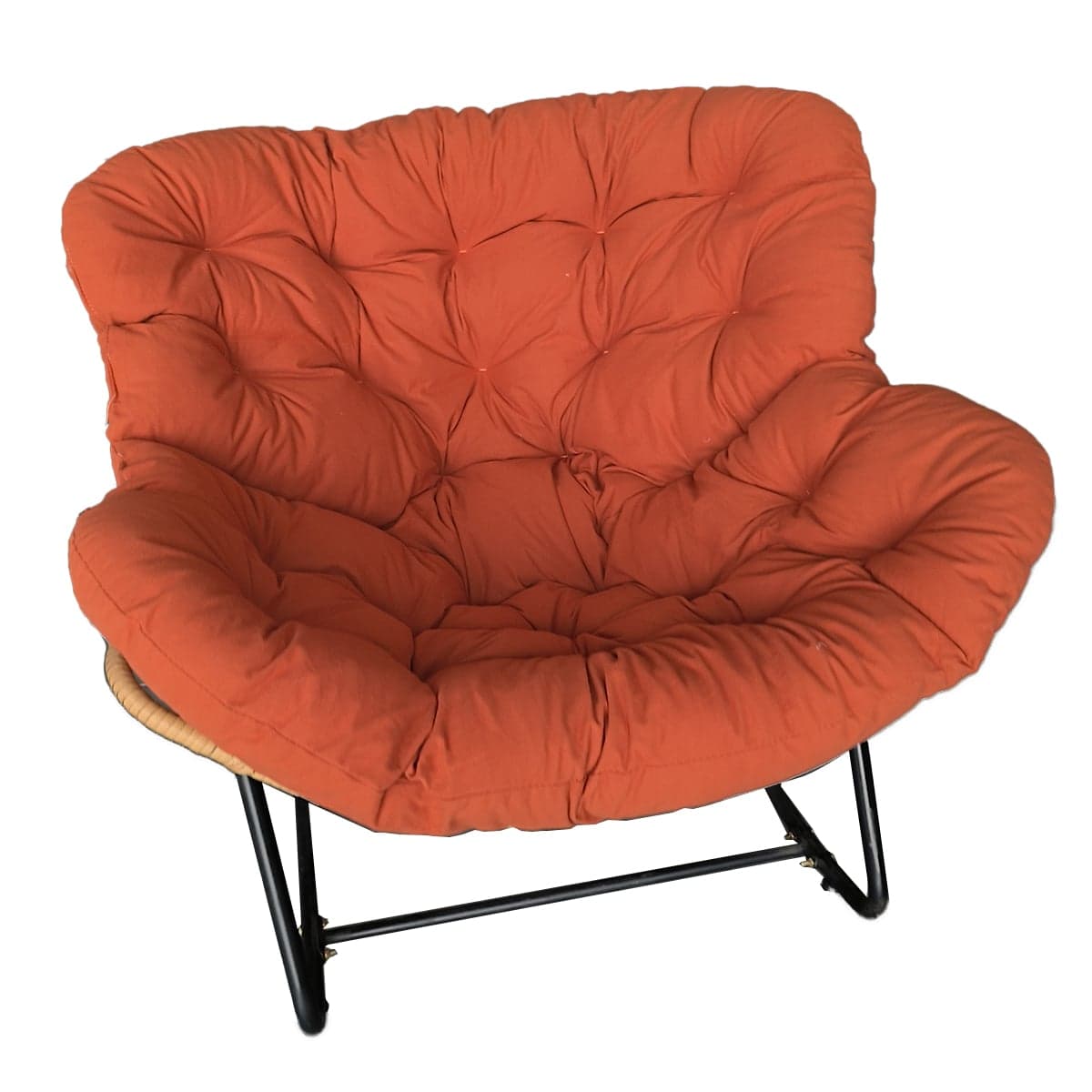 Midnight Black/Chalk/Cocoa Ergonomic Rocking Chair Couch with Rear Back, Stationary thumbnail 8