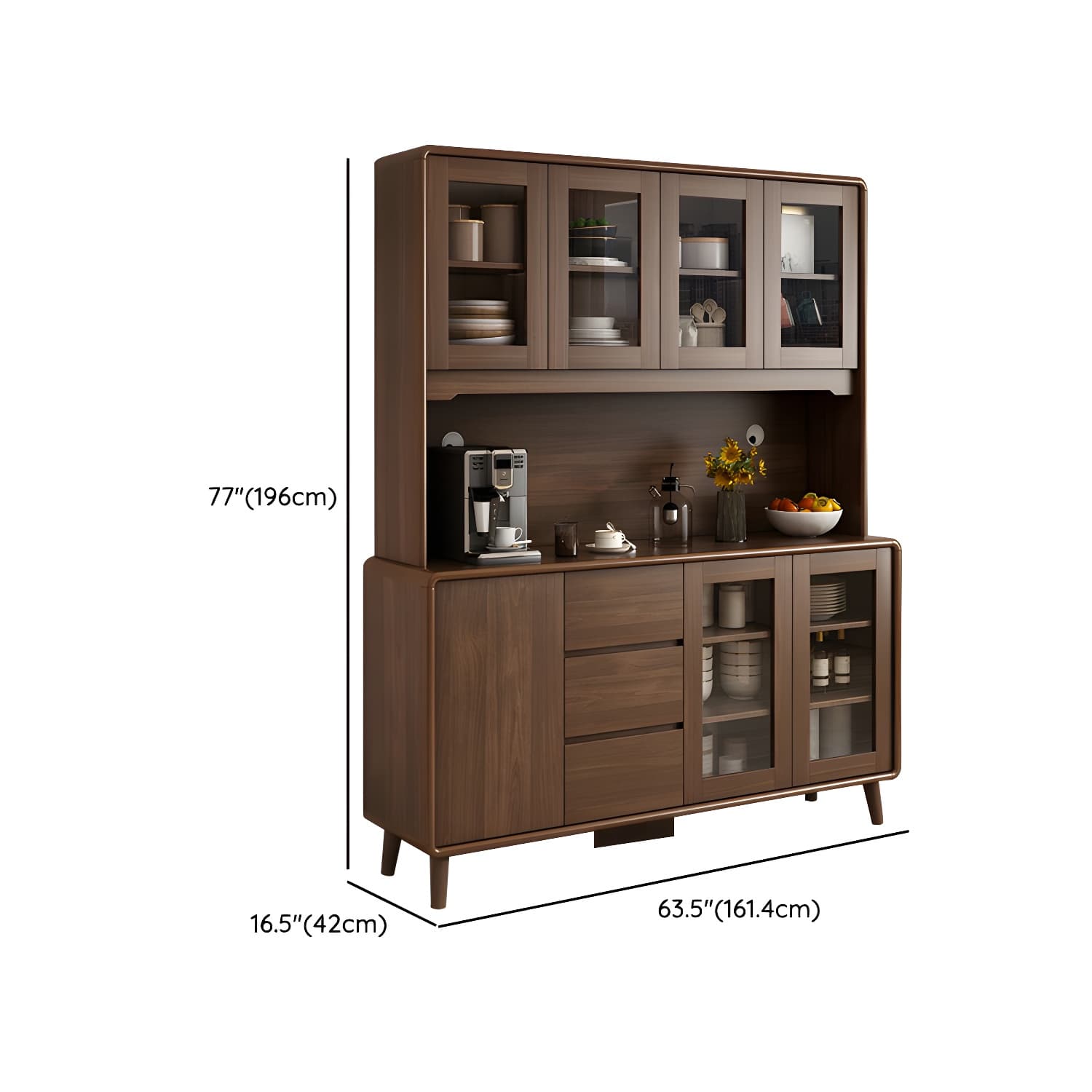 Modern Brown Wood Sideboard with Cabinets and Drawers - Stylish and Functional Buffet for Storage thumbnail 20