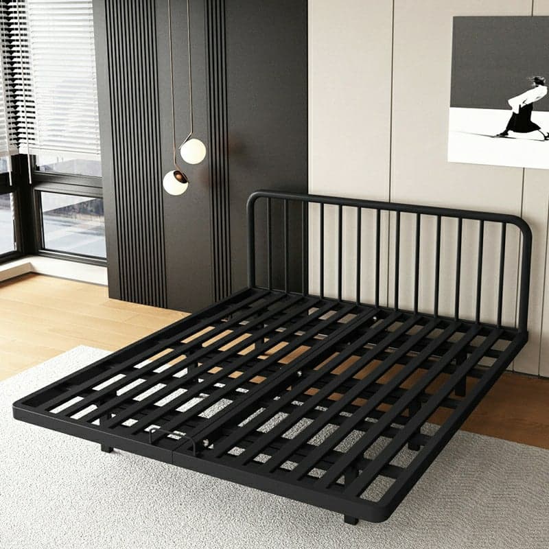 Modern Iron Open-Frame Bed with Solid Color, Metal Slats, and Legs Included thumbnail 1