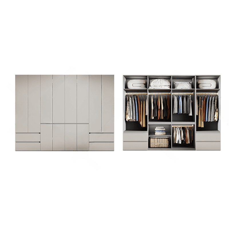Cream Trendy Reclaimed Wood Wardrobe Armoire with Soft Close Drawer, Soft Close Door, Interior Shelves, and Clothing Rod thumbnail 43