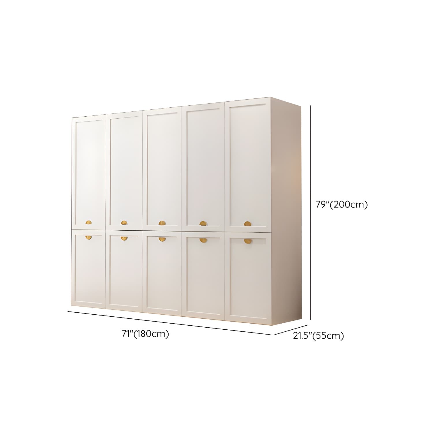 Modern Solid Color Shelves Hinged Doors Cloth Rod Included Cabinet in Beige thumbnail 22