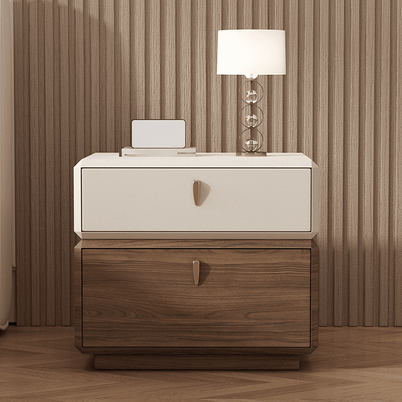 Organic Modern 2 Tiers Nightstand With Drawer Organization in Pleather thumbnail 7