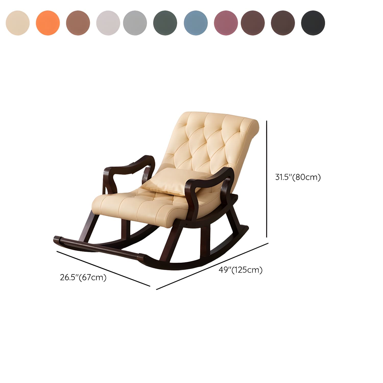 49" Wide Solid Wood Faux Leather Rocking Accent Chair with Legs thumbnail 19