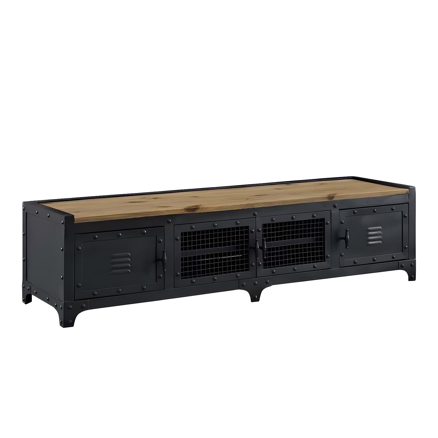 American Retro Industrial Style TV Cabinet Iron Art Solid Wood Bedroom TV Stand thumbnail 8
