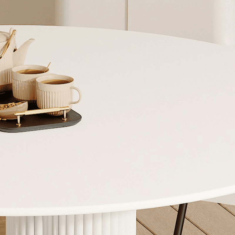 Ribbed Leg Circular-shaped Sintered Stone Dining Table with a Fixed Table Top for 2/for 4 in a Modern Simple Style thumbnail 7