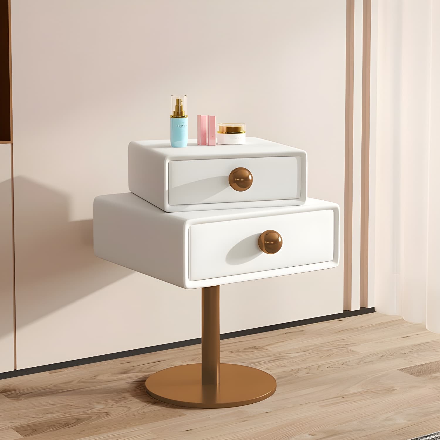 Modern Faux Leather Drawer Storage Nightstand in Narrow for Bedroom thumbnail 13