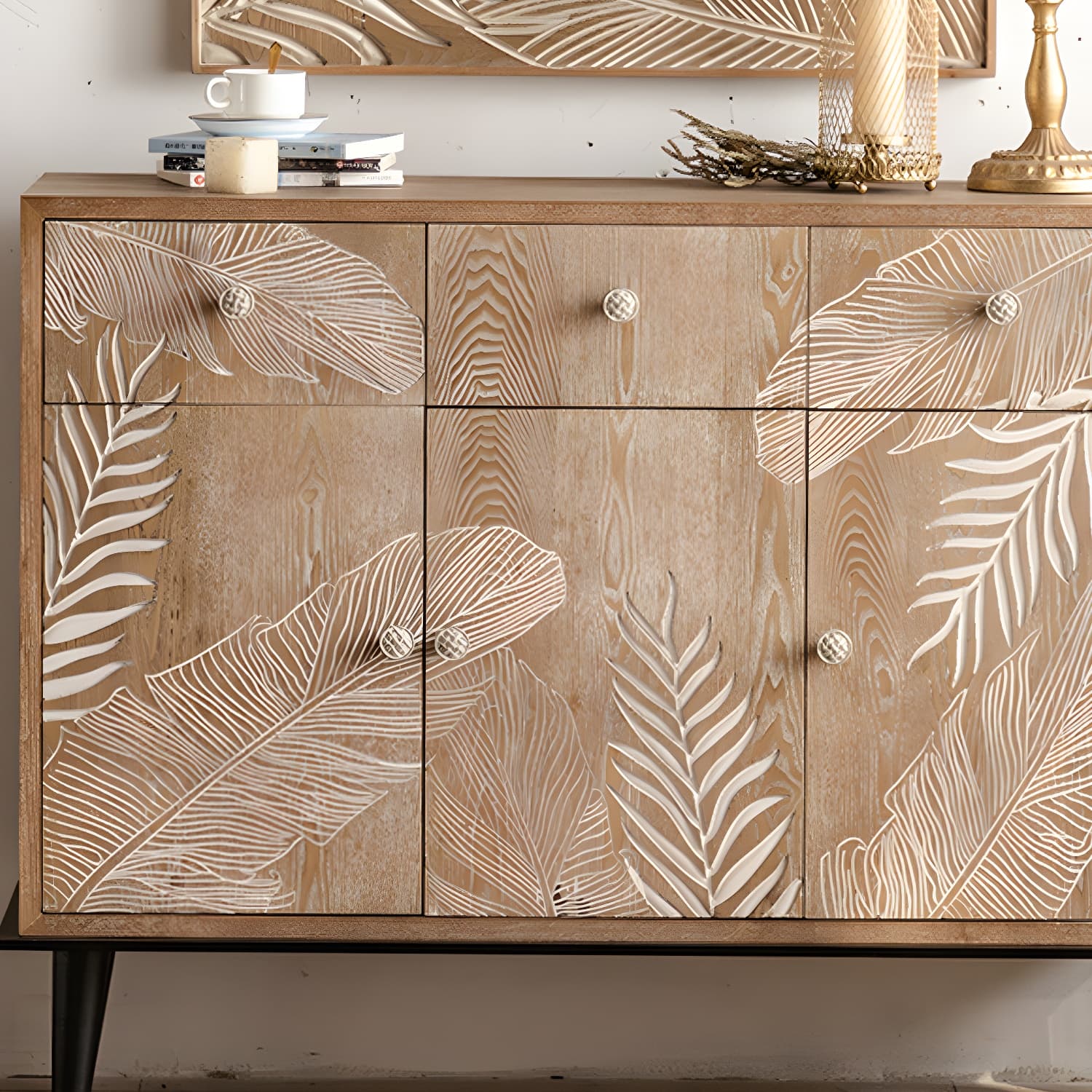 Modern Standard Storage Cabinet Solid Wood Cabinet with Drawer thumbnail 7