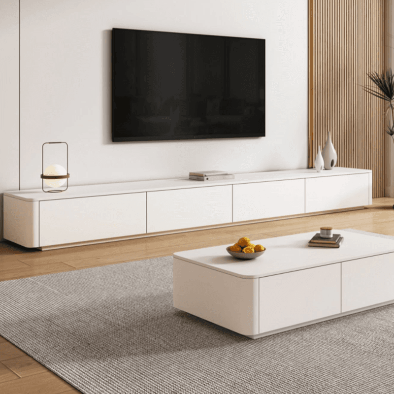 Ivory Rectangular Wall-supported TV Stand with 6 Drawers/5 Drawers thumbnail 4
