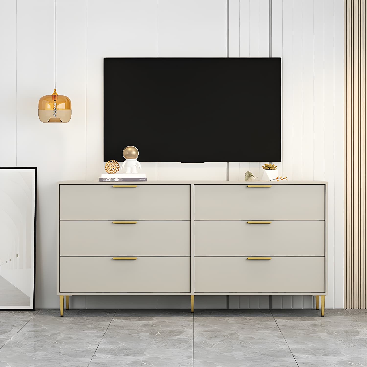 Modern Horizontal Storage Chest Dresser Wooden Storage Chest with Drawers thumbnail 8