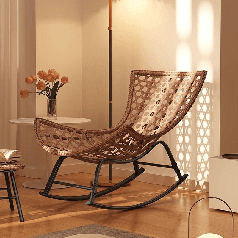 2 Piece Set/1 Piece Set Cushioned Rocking Chair with Ottoman in Resin with Rear in a Modern Simple Style thumbnail 3