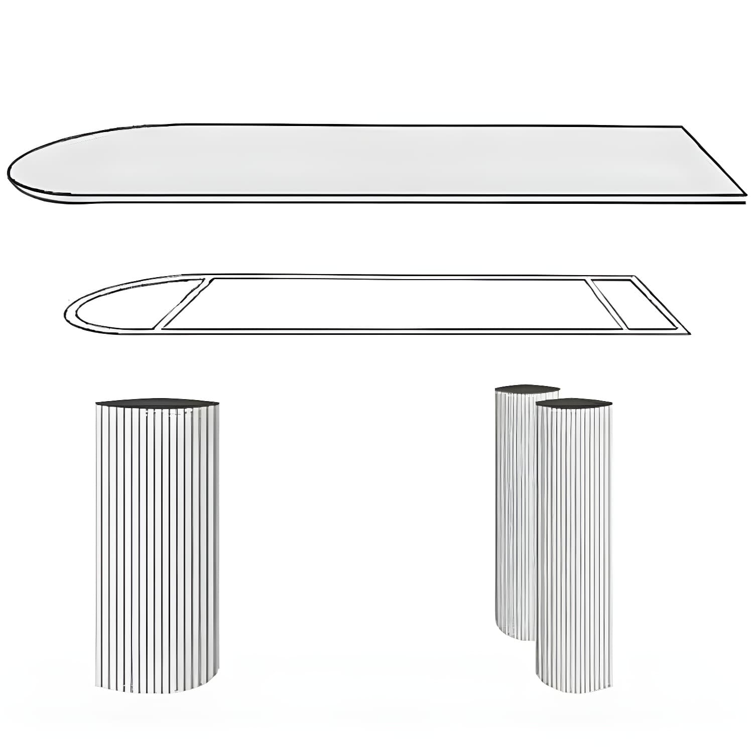 Stylish White Stone Kitchen & Dining Table with Adjoining Pedestal Base thumbnail 9