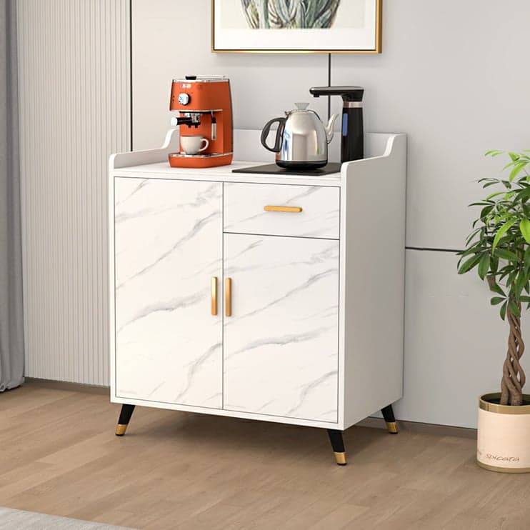 Contemporary Wood Sideboard Credenza with Stone Countertop and Drawers Included thumbnail 5