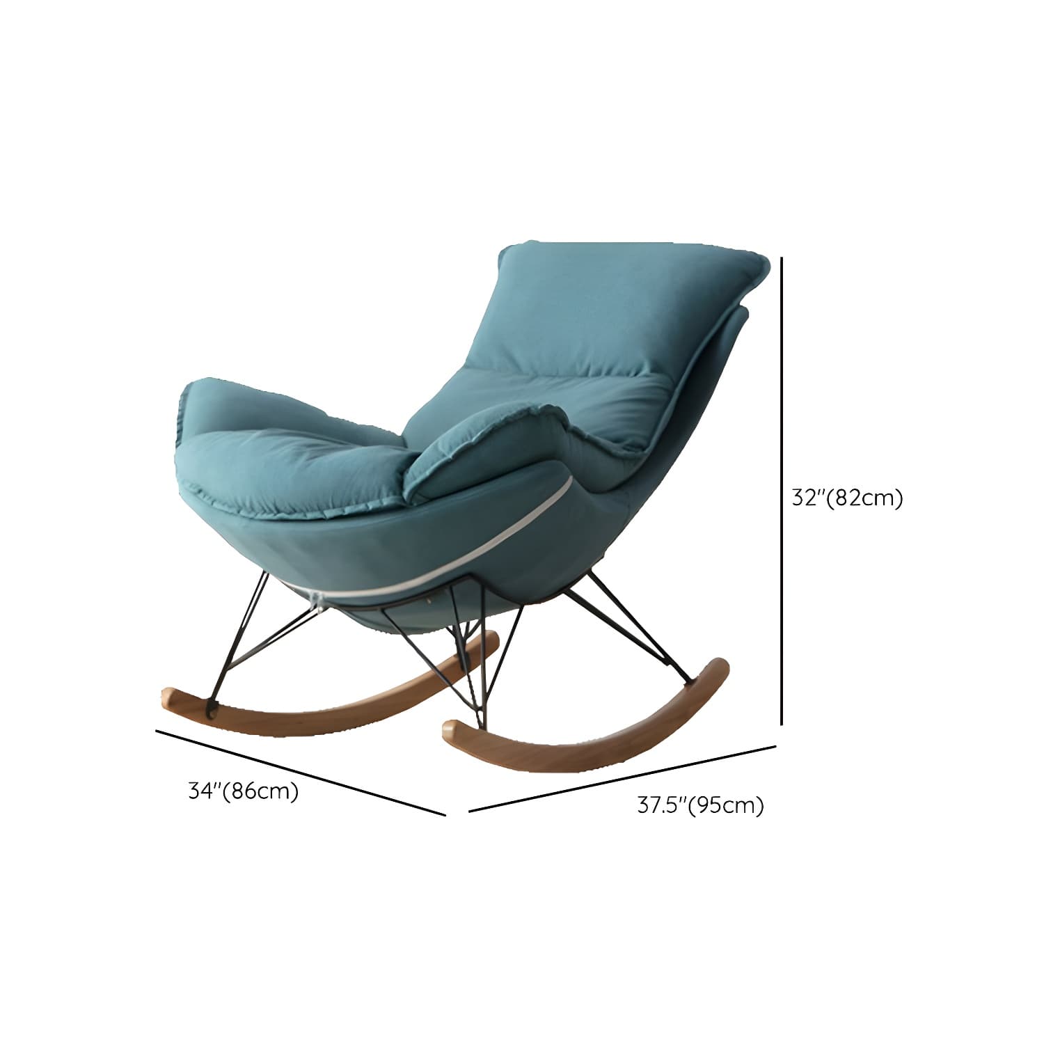 Modern Upholstered Rocking Chair with Ottoman Set - Natural Wood Legs thumbnail 21