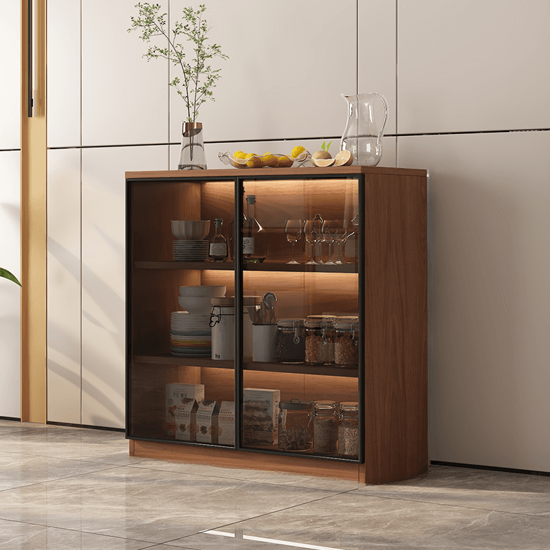 Trendy Sideboard with Cupboard, Narrow/Standard Size, Three Internal Shelves, Composite Wood Countertop, and Glass-panel Door