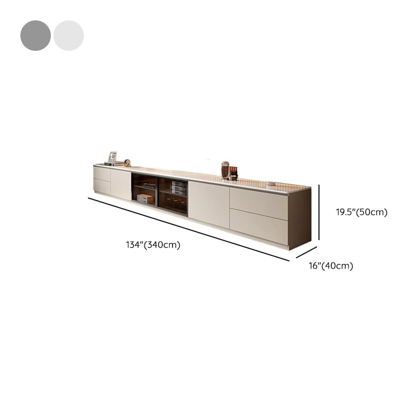 2-Cabinet & 4 Drawers Trendy Sintered Stone TV Stand with Shelf & Cable Management thumbnail 20