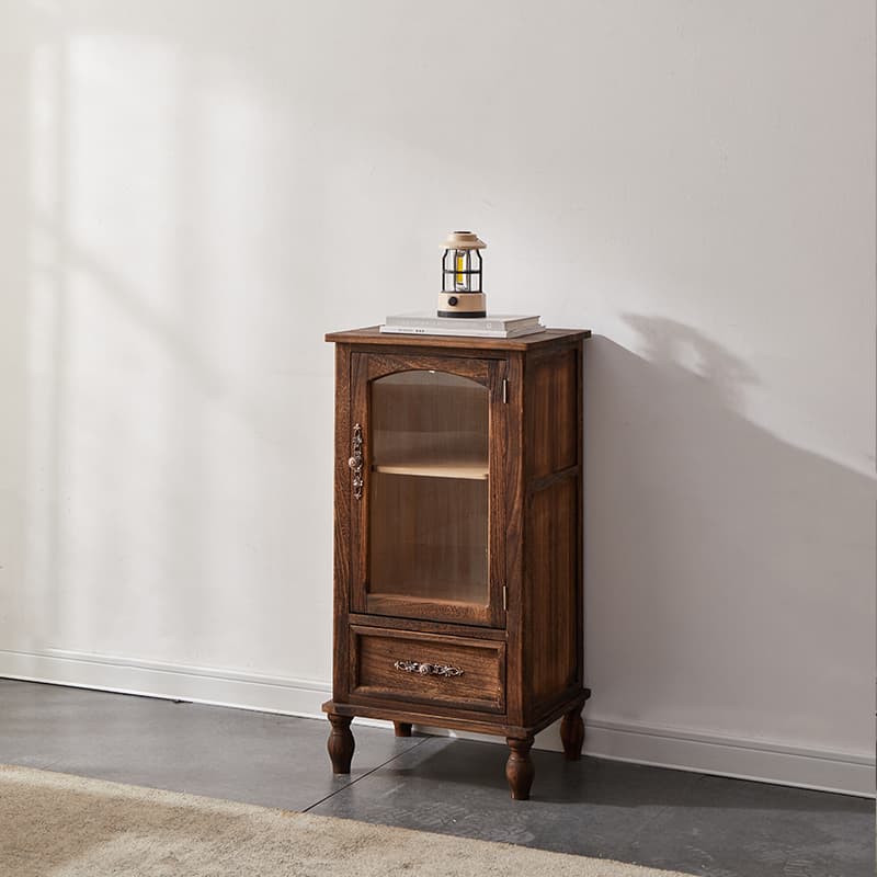 Classic Parlor Independent Accent Cabinet with Distressed Wood Finish, Damp-proof and Bun Feet thumbnail 1