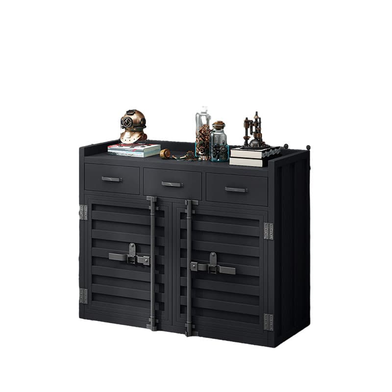 Metal Industrial Sideboard Credenza with Cabinet, Drawers, and Shelves - 40cm Width, 90cm Height thumbnail 8