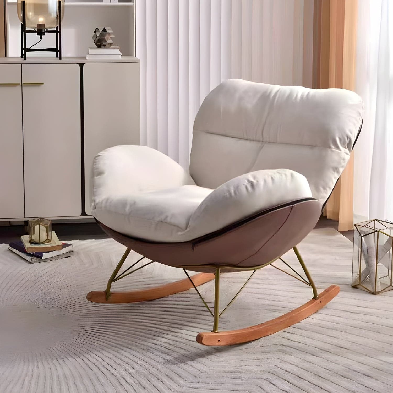 Modern Upholstered Indoor Rocking Chair with Removable Cushions and Slipcover for Enhanced Comfort thumbnail 2