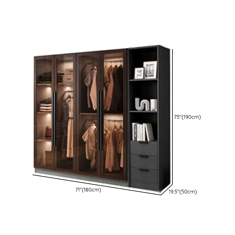 Ink Casual Lumber Wardrobe with Soft Close Door, Interior Shelves, and Hanging Rod thumbnail 21