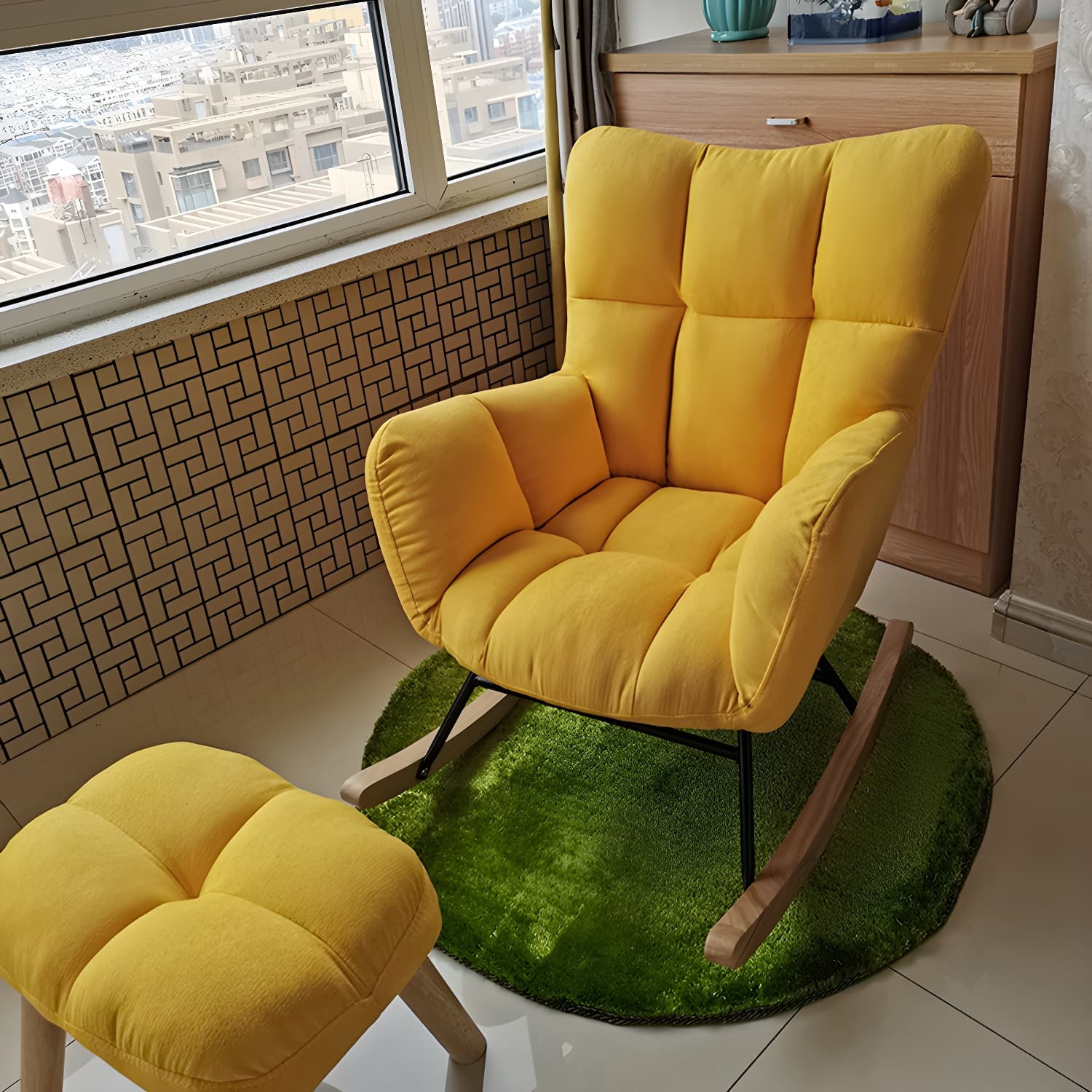 Simple Nordic Style Rocking Chair Balcony Lounge Recliner Sofa Rocking Chair thumbnail 20