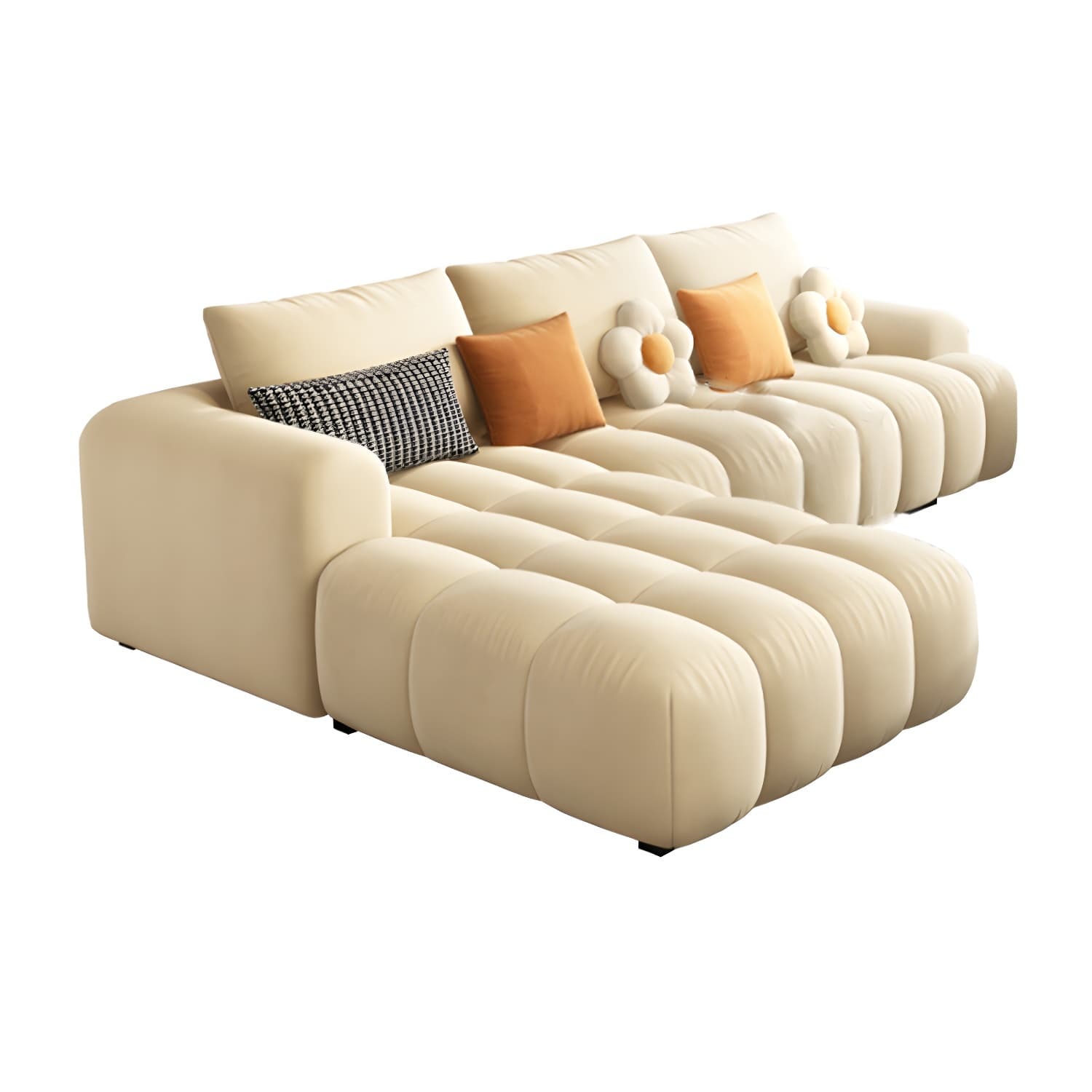 Modern Suede Sectional Sofa with Black Pine Wood Frame and Scratch Resistant Design thumbnail 8