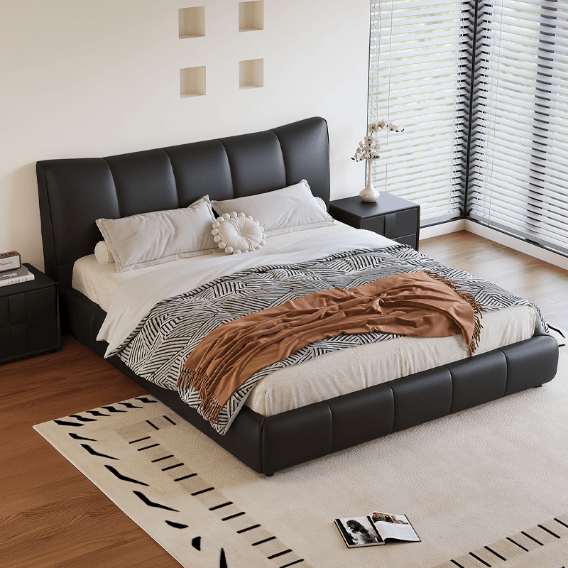 Ink Simplistic Storage Bed/Platform Bed in Genuine Leather with Leg for Bedroom thumbnail 1