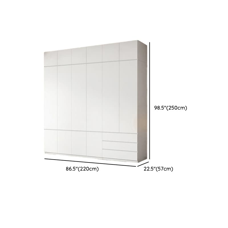 White Contemporary Alloy Cabinet Armoire with 3/6/9 Drawers, Flexible Shelf, and Hanging Rod thumbnail 31