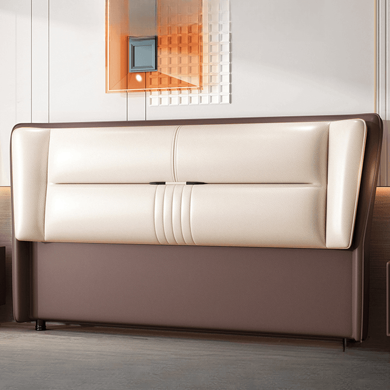 Trendy Panel Headboard in Natural Wood with No Distressing, Rectangle Shape for Twin XL/Full/Queen Bed, Featuring Sponge Upholstery and Standard Height thumbnail 1