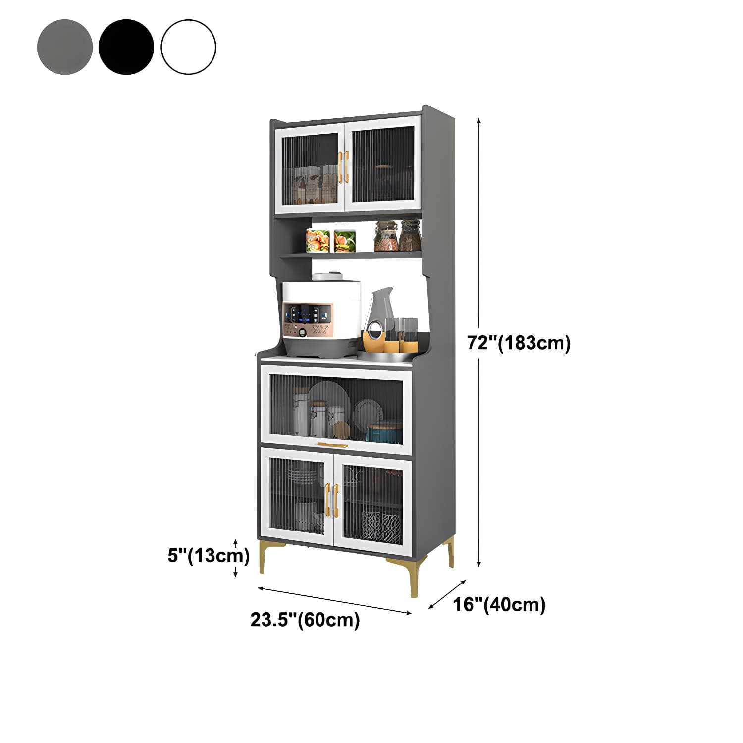 Sintered Stone Countertop Dining Server Manufactured Wood Kitchen Server with Glass Doors thumbnail 20