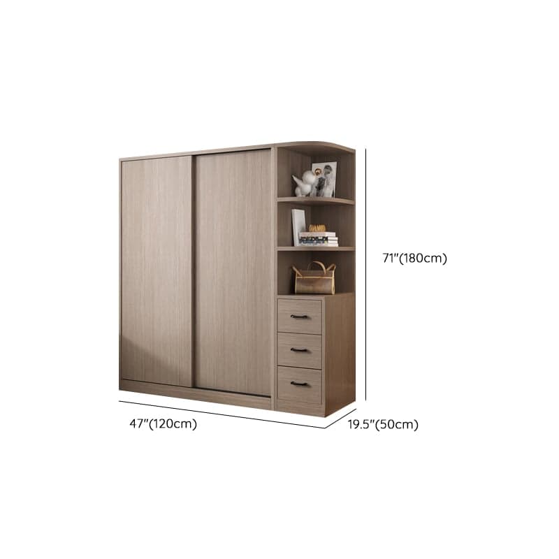Sleek Natural Finish Modern Wooden Standalone Wardrobe Closet with Soft Close Features and Hanging Rod - image 24